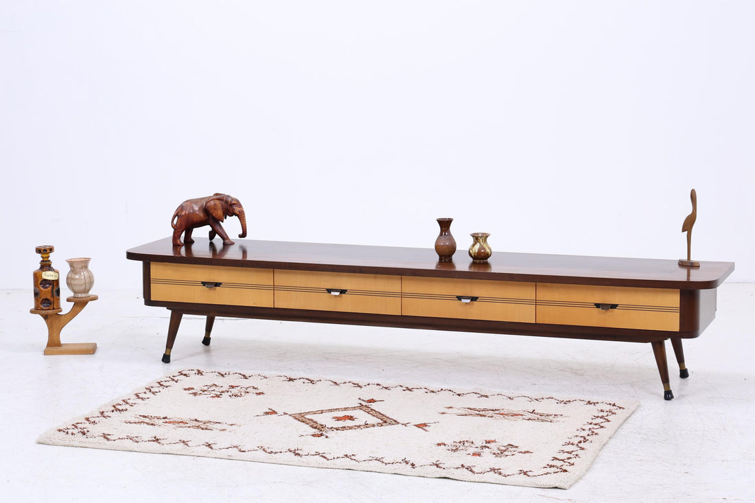 Vintage Mid Century Lowboard 60er Jahre | Zweifarbiges Sideboard mit 4 Schubladen