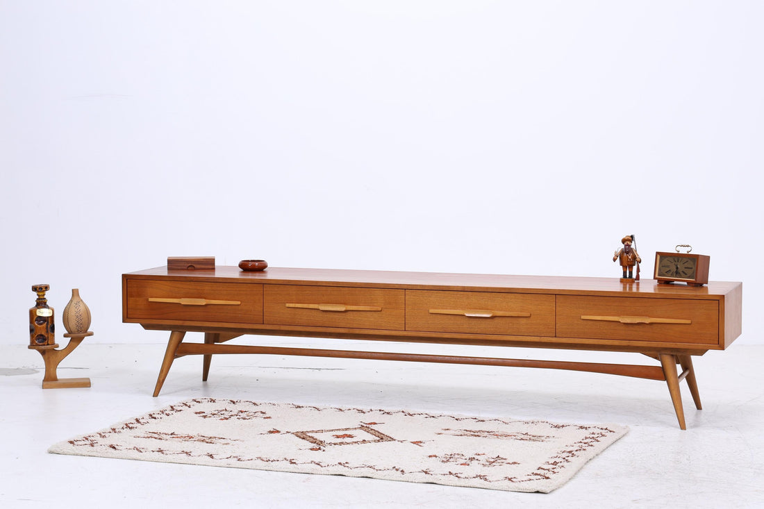 Vintage Teak Lowboard 60er Jahre | Mid Century Sideboard mit 4 Schubladen