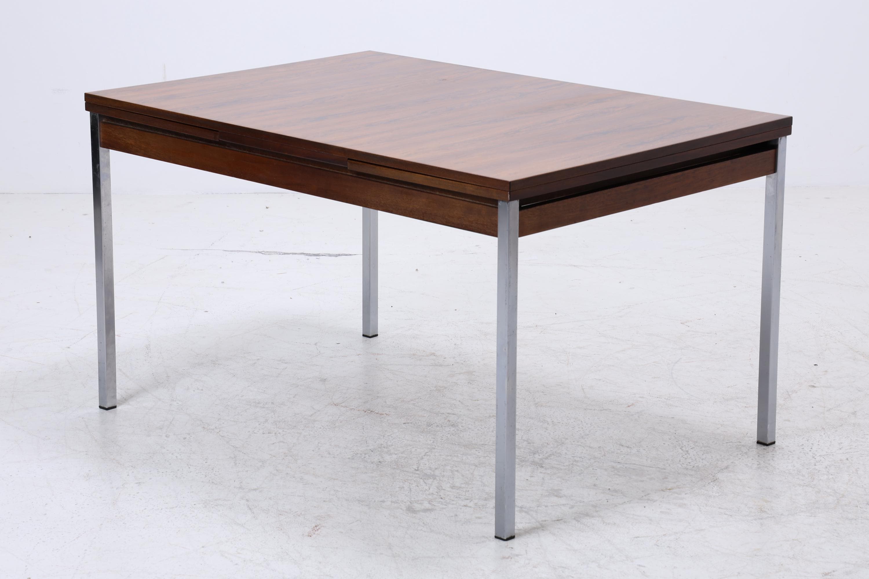 Vintage Palisander Esstisch | Mid-Century Ausziehbarer Küchentisch 1960er Chrom Holz