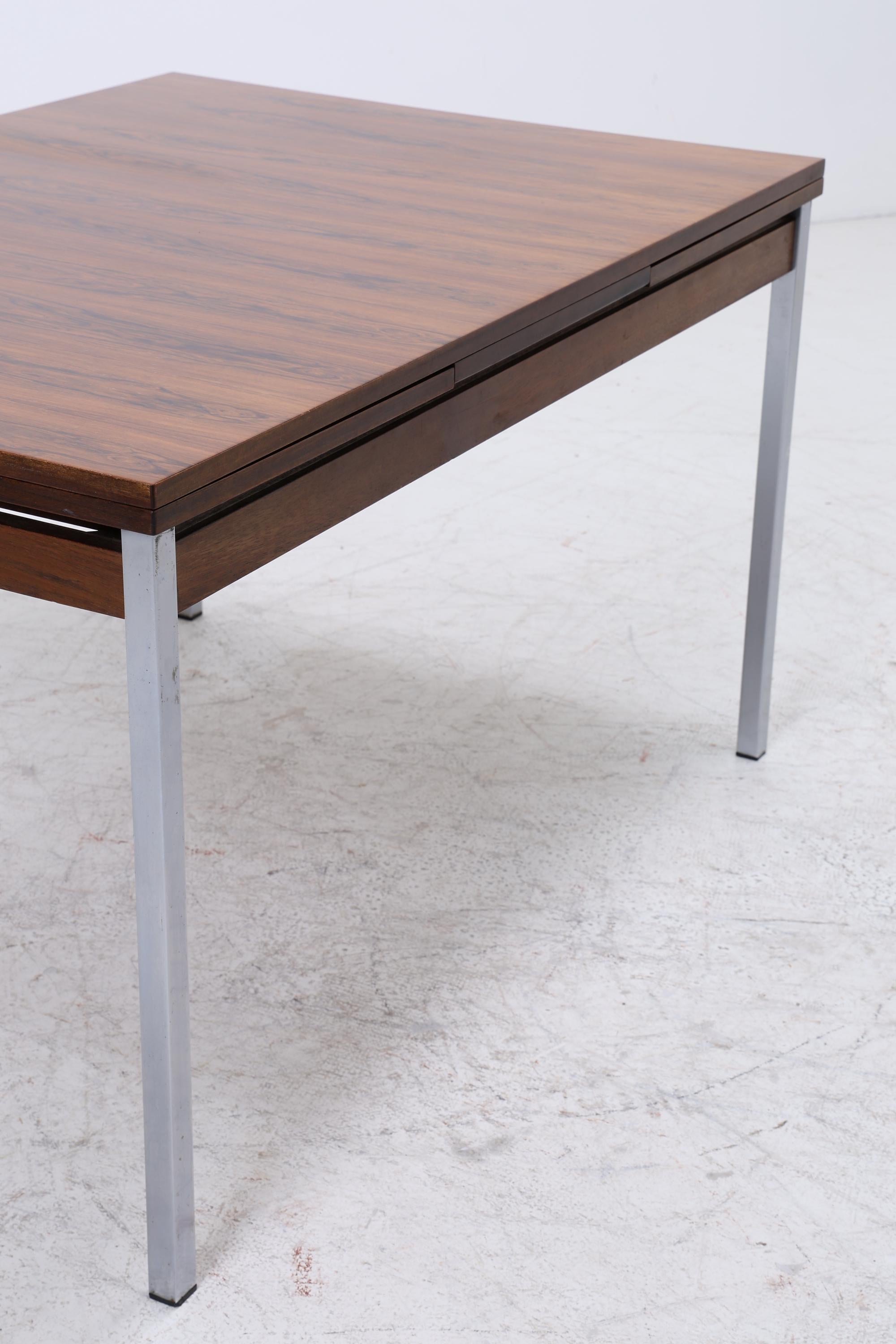 Vintage Palisander Esstisch | Mid-Century Ausziehbarer Küchentisch 1960er Chrom Holz