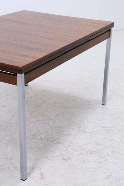 Vintage Palisander Esstisch | Mid-Century Ausziehbarer Küchentisch 1960er Chrom Holz