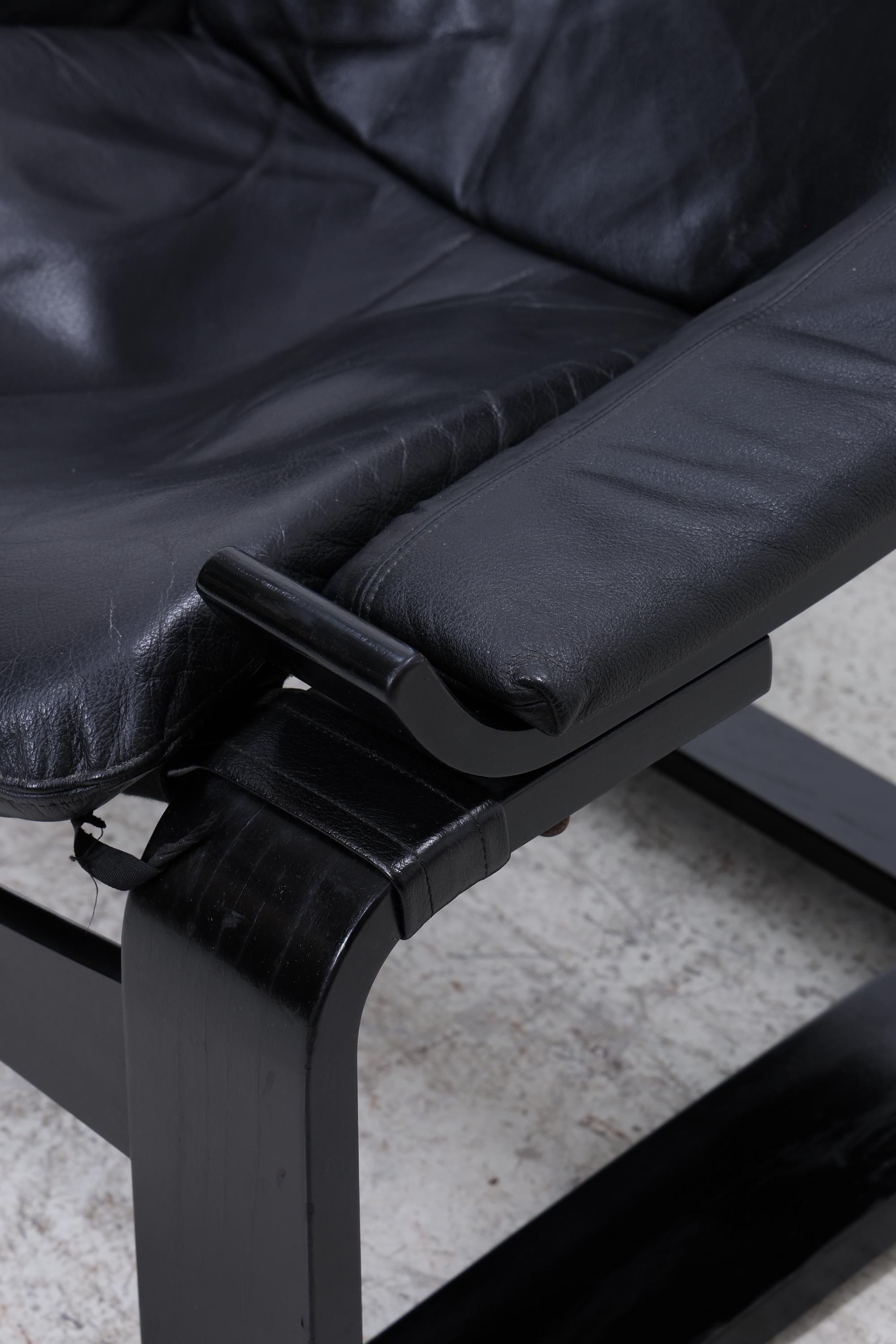 Åke Fribytter Kroken Ledersessel für Nelo | Mid Century Scandinavian Design 1970er