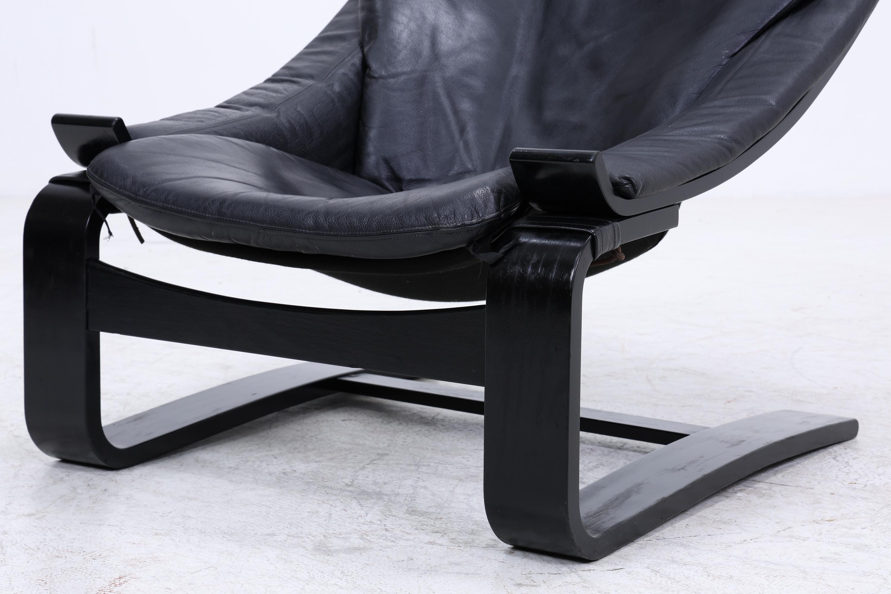 Åke Fribytter Kroken Ledersessel für Nelo | Mid Century Scandinavian Design 1970er
