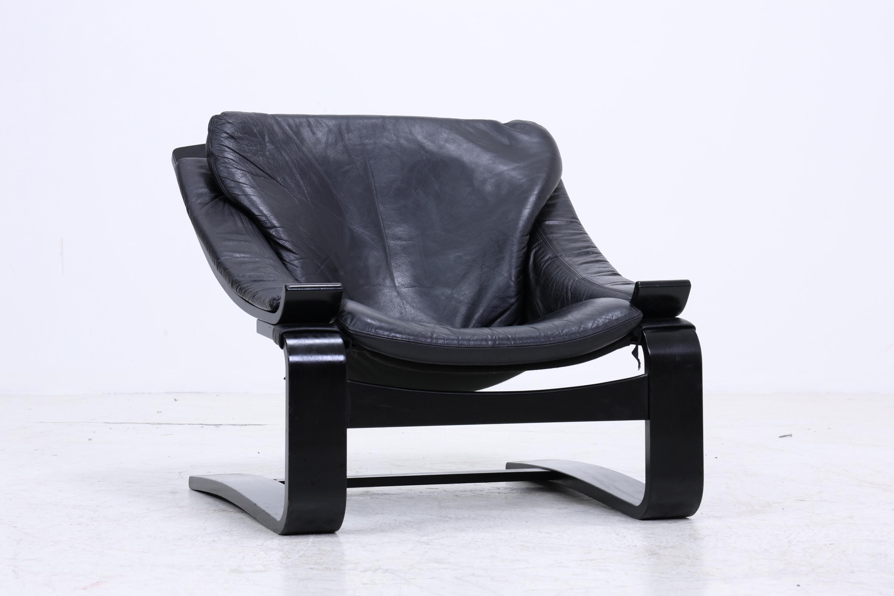 Åke Fribytter Kroken Ledersessel für Nelo | Mid Century Scandinavian Design 1970er