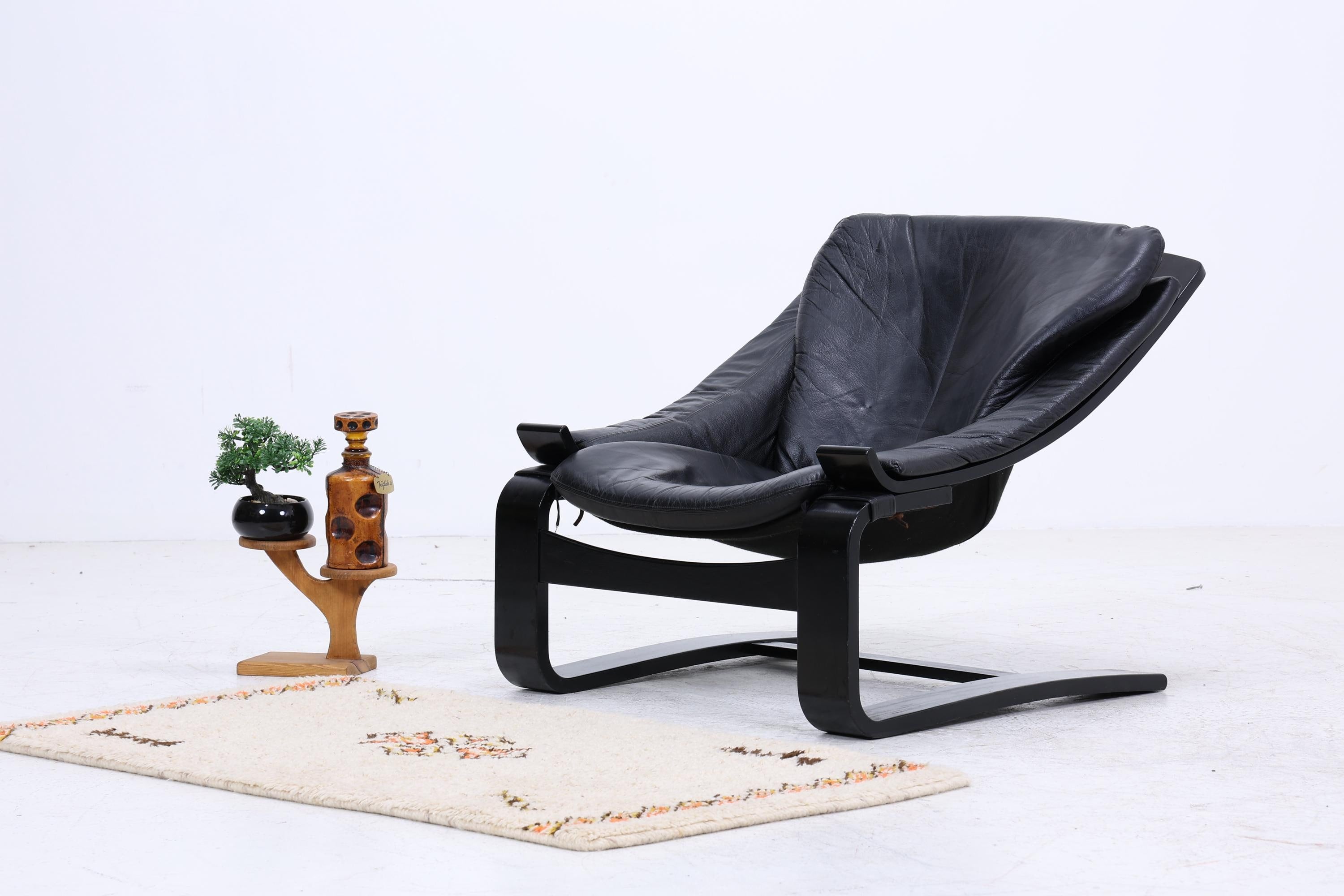 Åke Fribytter Kroken Ledersessel für Nelo | Mid Century Scandinavian Design 1970er