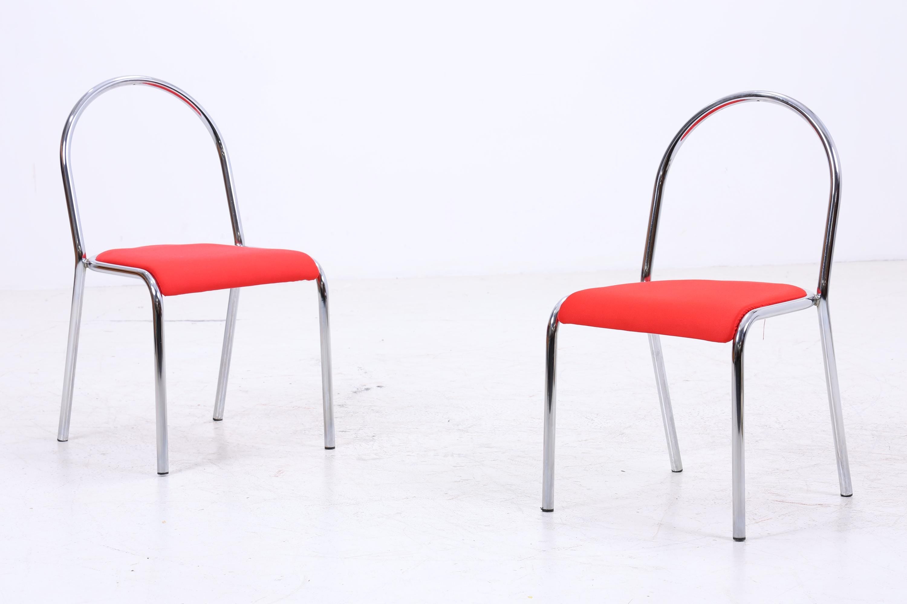2er Set Chrom Stühle | Mid Century Designklassiker | Vintage Stuhl | Retro Stuhl