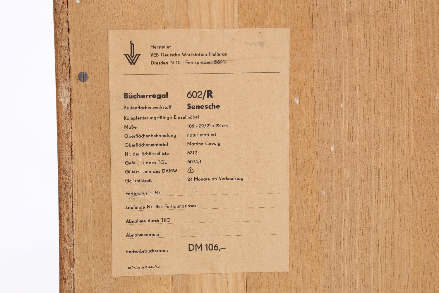 Hellerau Bücherregal Serie 602 | Franz Ehrlich Mid Century 50er 60er DDR Design Schrank