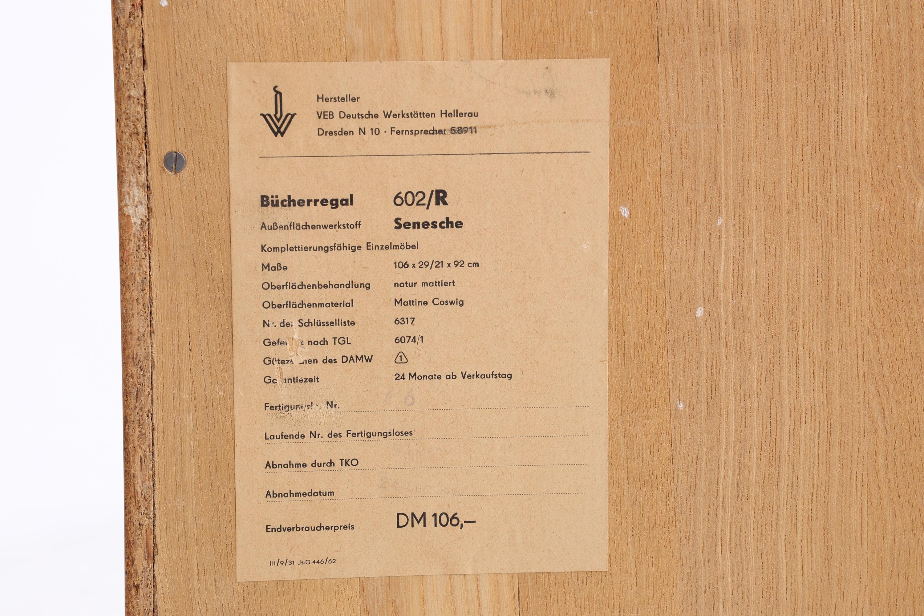 Hellerau Bücherregal Serie 602 | Franz Ehrlich Mid Century 50er 60er DDR Design Schrank