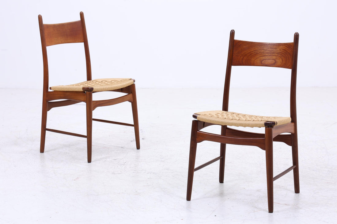 2er Set Vintage Teak Esszimmerstühle | Mid Century Stuhl 60er Jahre | Danish Design Küchenstuhl Holz