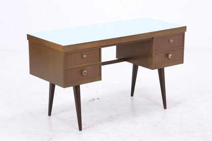 Vintage Schreibtisch | Mid Century Desk mit Resopal Oberfläche 50er 60er Jahre Holz Schubladen