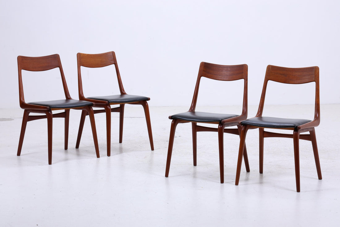 4er Set Modell 370 Boomerang Stühle aus Teak von Alfred Christensen für Slagelse | Mid Century Danish Design Stuhl