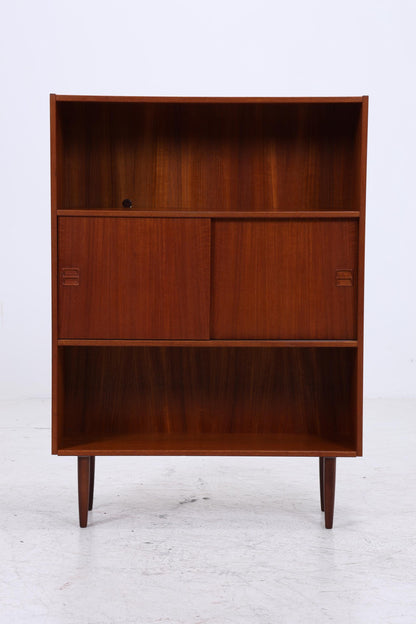 Vintage Teak Bücherschrank mit Schiebetüren | Mid Century Danish Design Regal 1960er