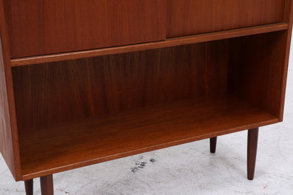Vintage Teak Bücherschrank mit Schiebetüren | Mid Century Danish Design Regal 1960er