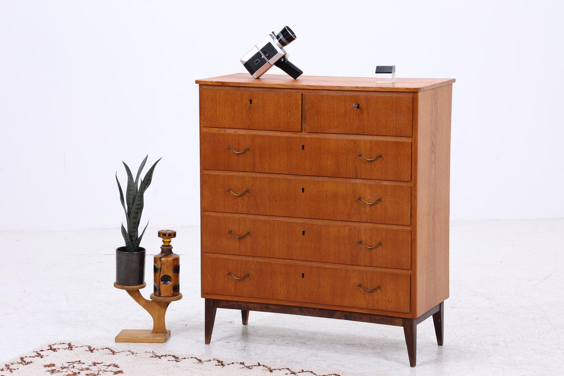 Vintage Teak Kommode | Mid Century Schubladen Schrank Holz Aufbewahrung 60er 70er