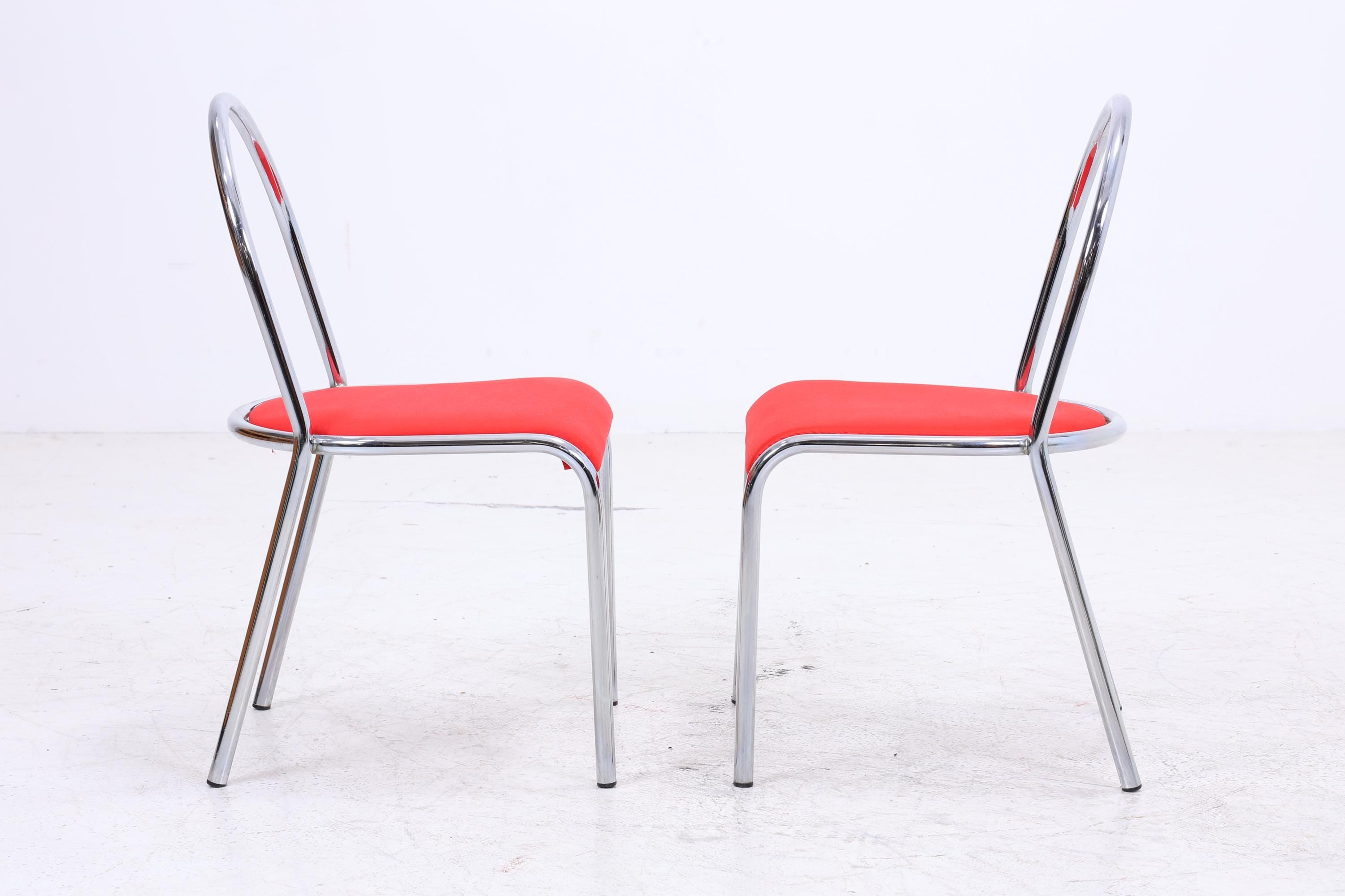 2er Set Chrom Stühle | Mid Century Designklassiker | Vintage Stuhl | Retro Stuhl