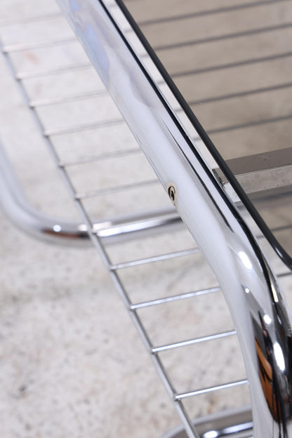 Vintage Servierwagen mit Chromgestell und Glasplatte | Mid-Century Barwagen Beistelltisch