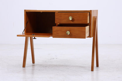 Vintage Teak Nachttisch mit Klappe &amp; Schubladen | Mid Century Mini Kommode 1960er