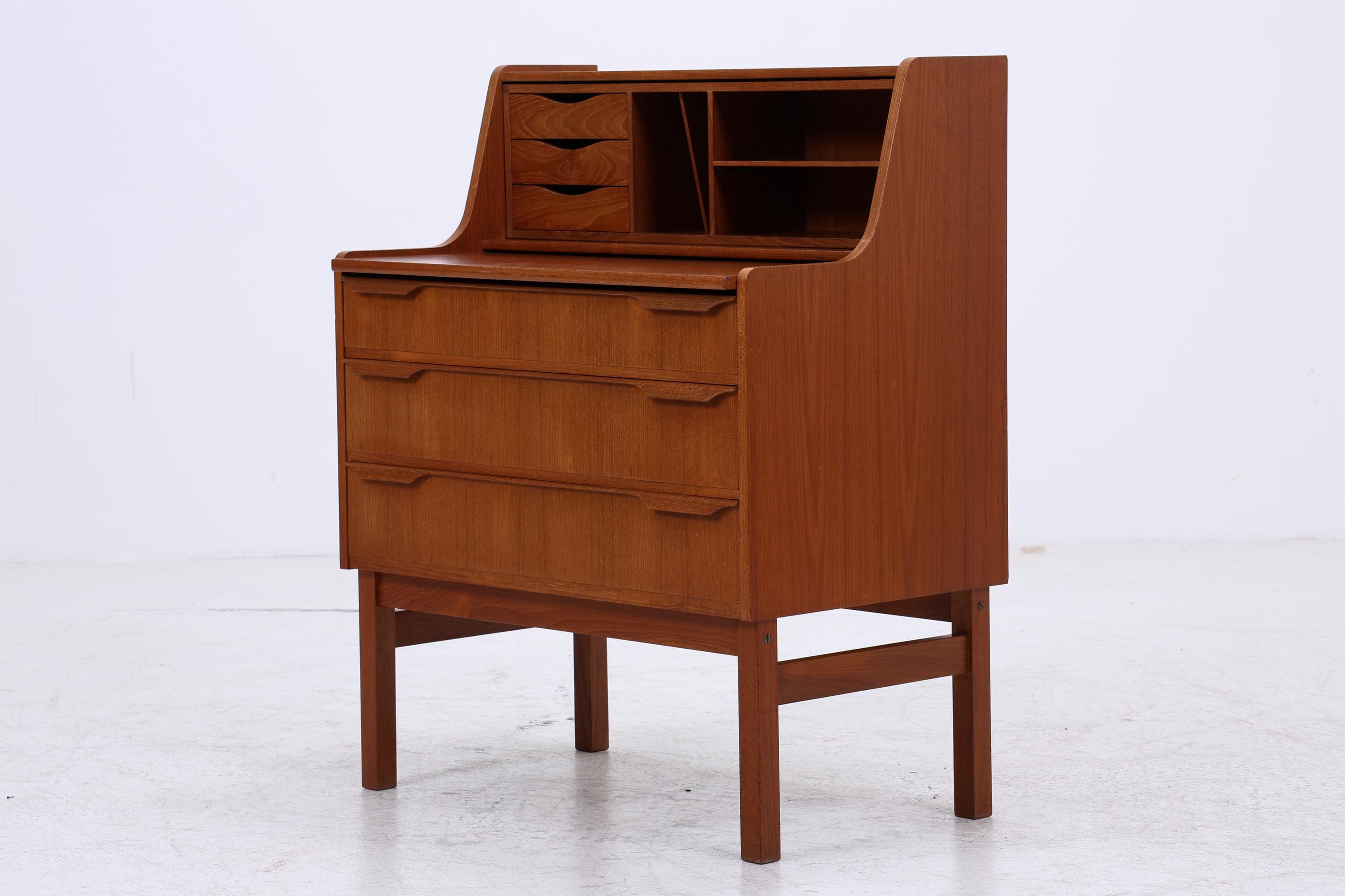 Vintage Teak Sekretär 60er Jahre | Mid Century Schrank Arbeitstisch Retro Holz Aufbewahrung Frisierkommode