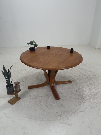Vintage Teak Esstisch | Mid Century runder Holztisch Teak massiv 60er Jahre