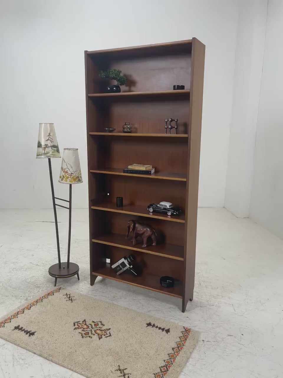 Vintage Teak Bücherregal | Mid Century Regal 60er Jahre | Hohes Holz Standregal