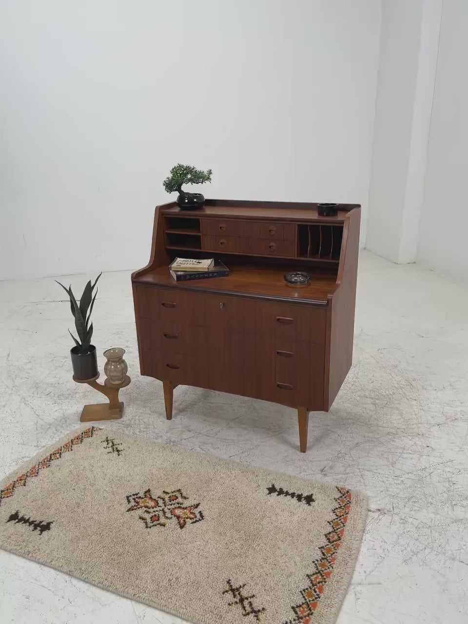 Vintage Teak Sekretär 60er Jahre | Danish Design Mid Century Schrank Retro Holz Aufbewahrung