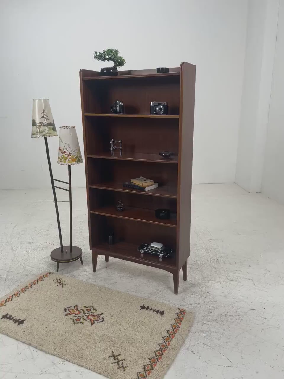 Vintage Mahagoni Bücherregal | Mid Century Regal 60er Jahre | Hohes Holz Standregal