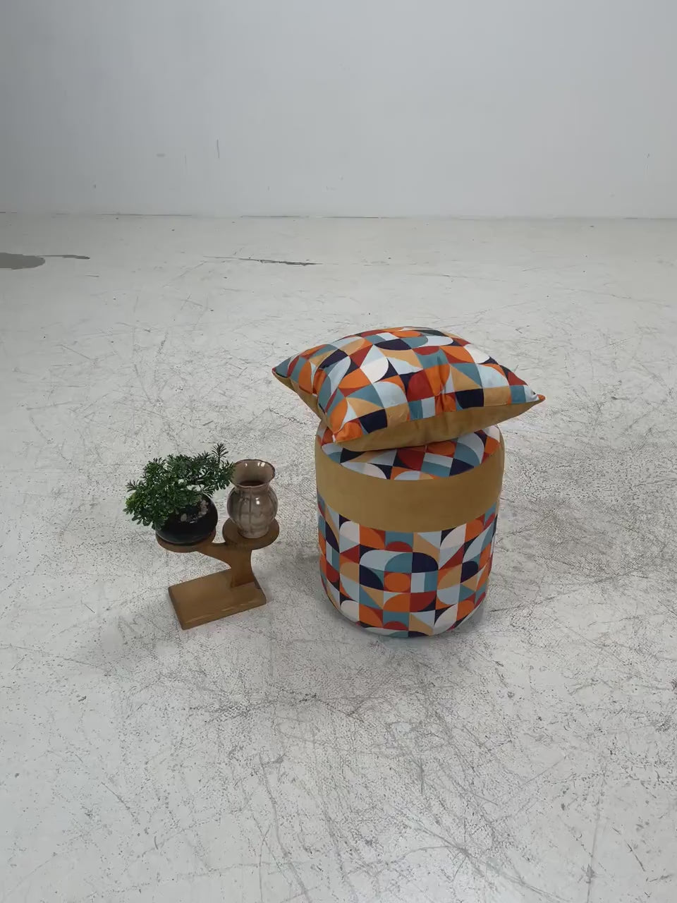 Fußhocker mit Kissen | Schlafzimmer Pouf | Gepolsterter Sitzhocker