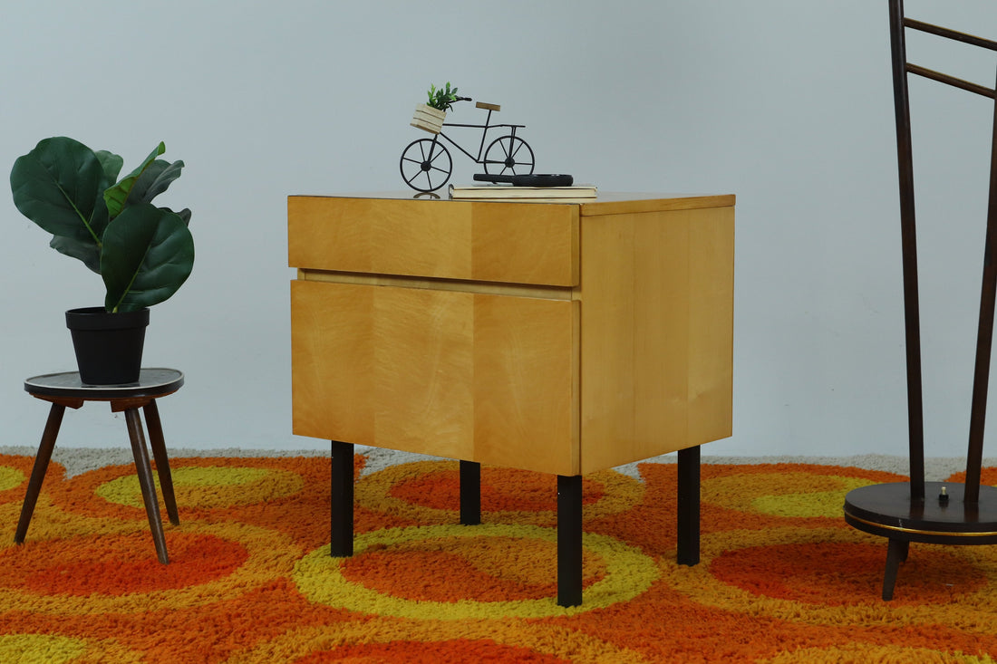 ❌SALE❌ Vintage Mini Kommode 60er Jahre | Mid Century Schubladen Flur Konsole Schrank Antik Retro 50er 70er Holz Schwarze Griffe