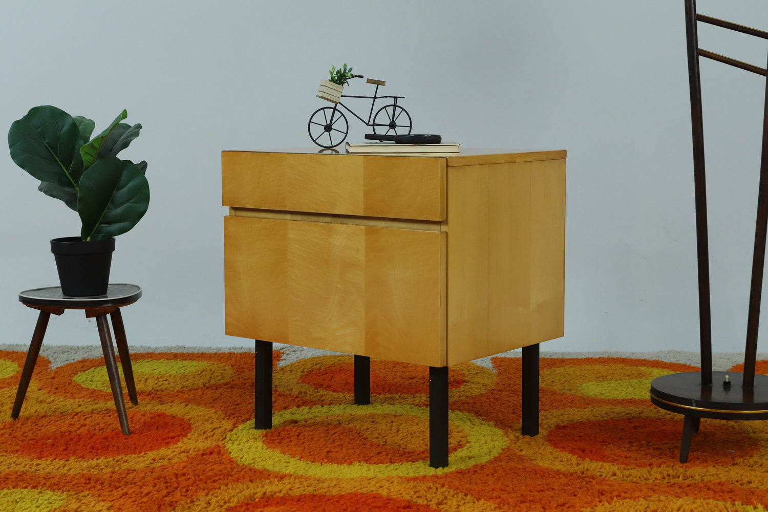 ❌SALE❌ Vintage Mini Kommode 60er Jahre | Mid Century Schubladen Flur Konsole Schrank Antik Retro 50er 70er Holz Schwarze Griffe