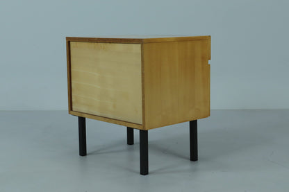 Vintage Mini Kommode 60er Jahre | Mid Century Schubladen Flur Konsole Schrank Antik Retro 50er 70er Holz Schwarze Griffe